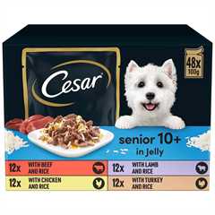 CESAR Deliciously Fresh Mixed Selection Senior 10+ Wet Dog Food in Jelly - 48x100g Pouches